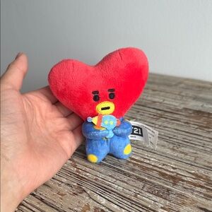 TATA from BT21 Red Heart Plush with Blue and Yellow Accents